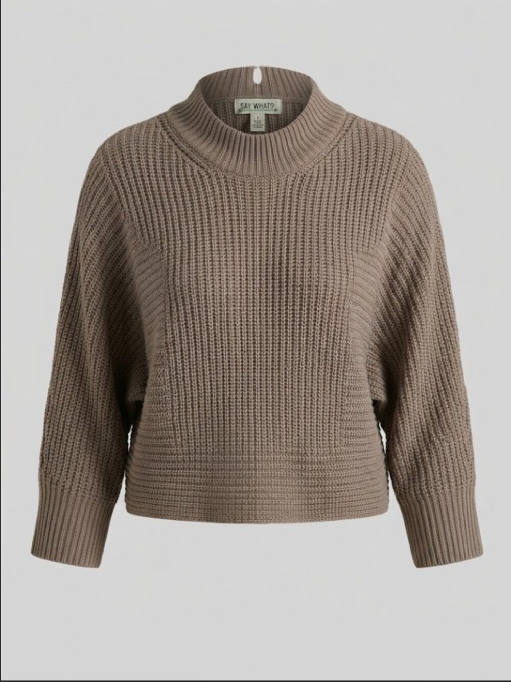 SAY WHAT? Chunky Knit Mock Neck Sweater 🤎✨ Size L